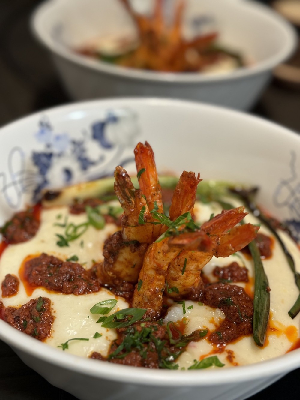 Bowl of Cajun shrimp and grits